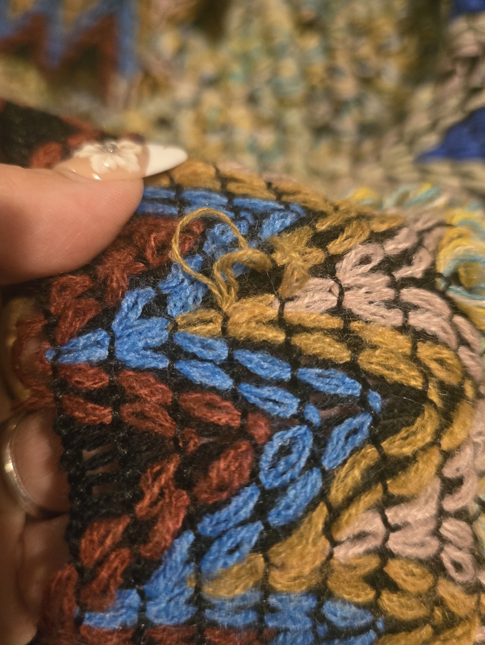 Three Bird Nest Multicolor Zigzag Knit Cardigan - Blue, Teal, Pink, Yellow - Picture 12 of 12